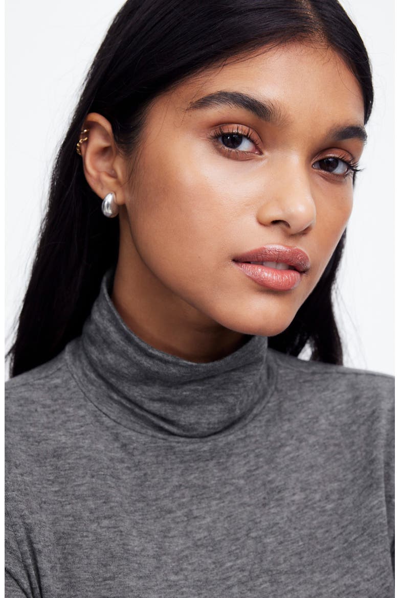 Long Sleeve Turtleneck Top, Alternate, color, HEATHER COAL