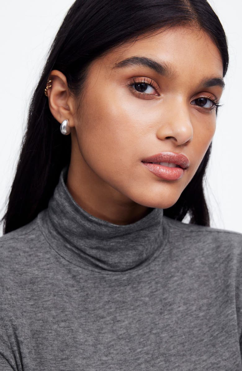 Madewell Long Sleeve Turtleneck Top, Alternate, color, Heather Coal