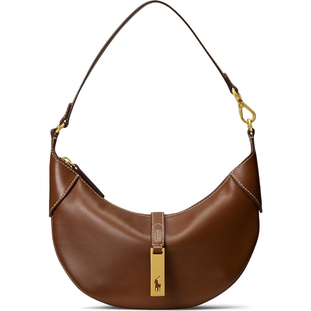 Polo Ralph Lauren Mini Sport Calf Leather Shoulder Bag In Brown