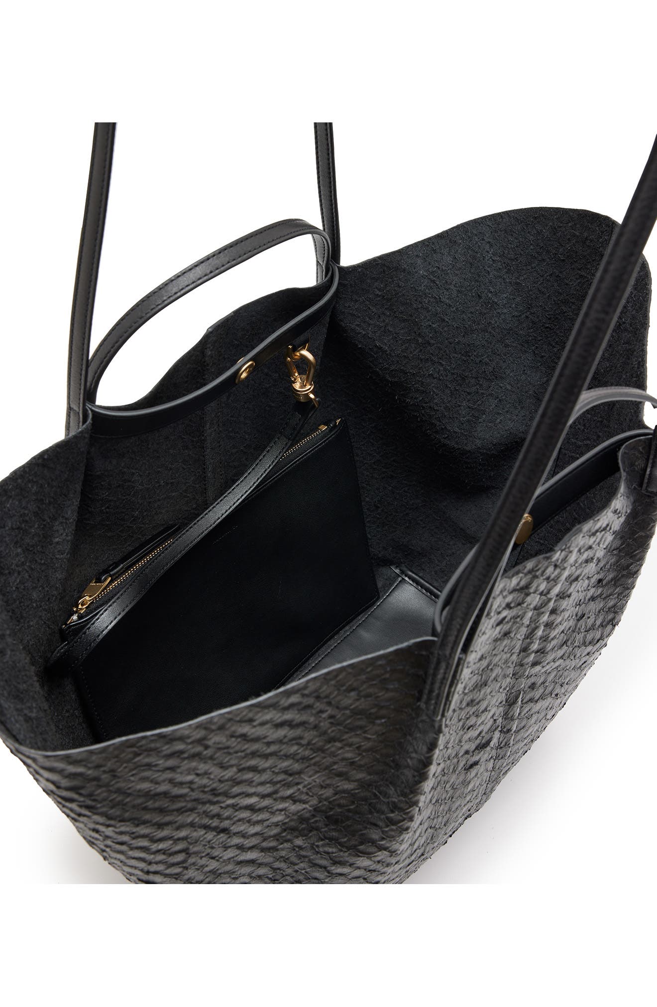 AllSaints Hannah Python Embossed Leather Tote, Alternate, color, 