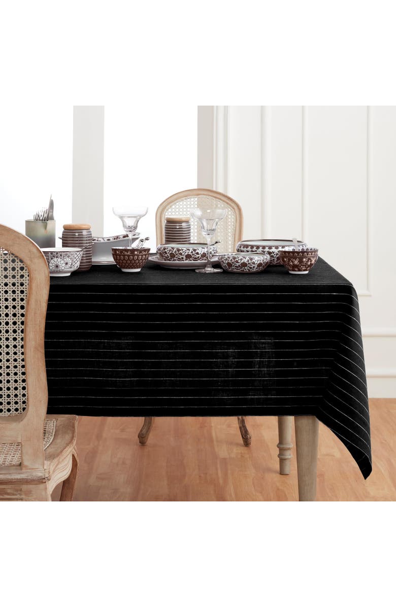 Solino Home Linen Table Throw - Pinstripe, 52" x 52" Inch, Main, color, Black And White