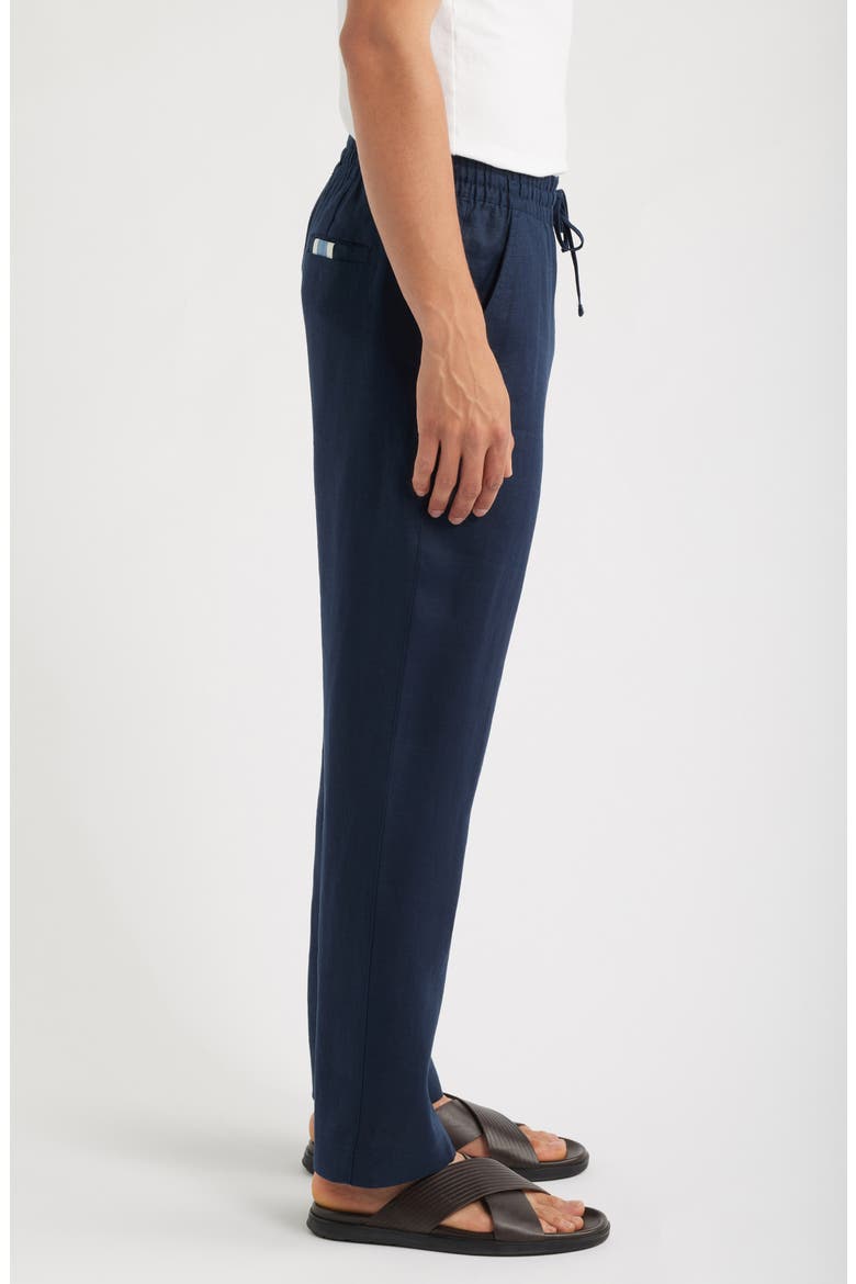 Avila Straight Leg Linen Drawstring Pants, Alternate, color, NAVY