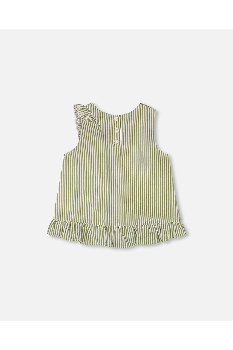 Sleeveless Embroidered Ruffle Stripes Top, Alternate, color, Green & Off White Stripes