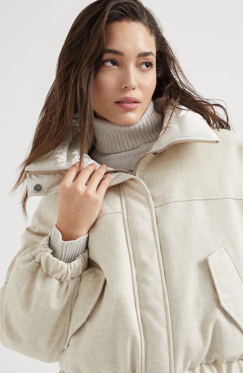 Brunello Cucinelli Sparkling canvas down jacket with monili, Alternate, color, 