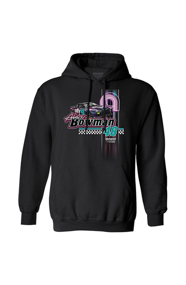 HENDRICK MOTORSPORTS TEAM COLLECTION Men's Hendrick Motorsports Team Collection Black Alex Bowman ally Night Car Pullover Hoodie, Alternate, color, 