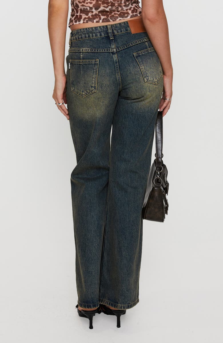 Princess Polly Inverness Pintuck Mid Rise Wide Leg Jeans, Alternate, color, 