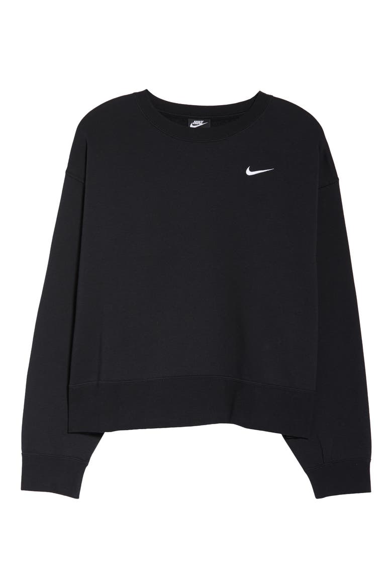 Sportswear Fleece Crewneck Sweatshirt, Alternate, color, BLACK/ WHITE