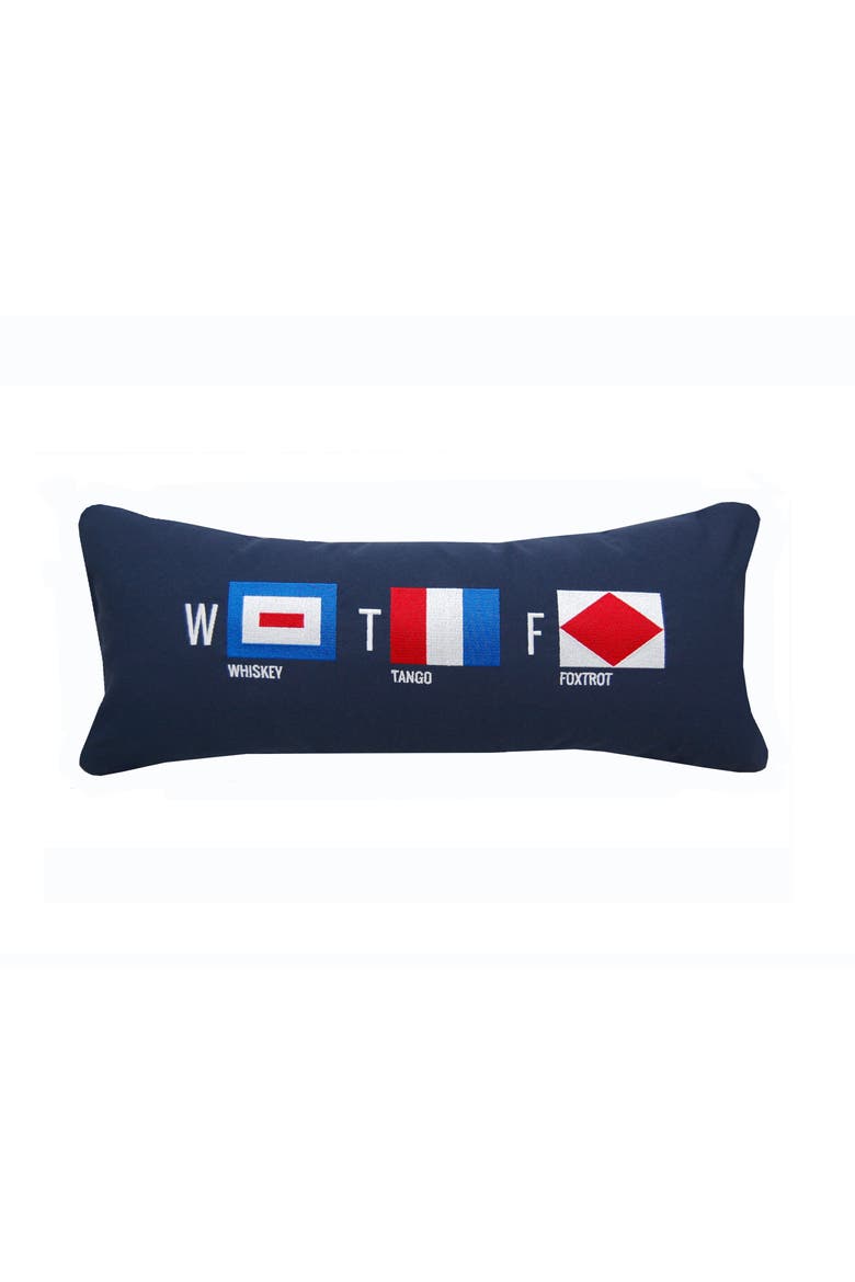 Cape Series Whisket Tango Foxtrot Mini Lumbar Indoor/Outdoor Decorative Accent Pillow Decor, Main, color, Blue
