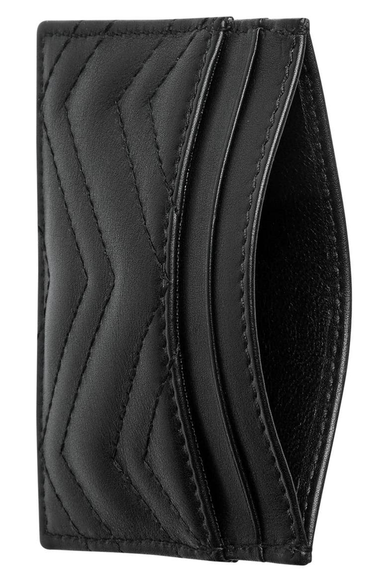 Matelassé Leather Card Case, Alternate, color, NERO