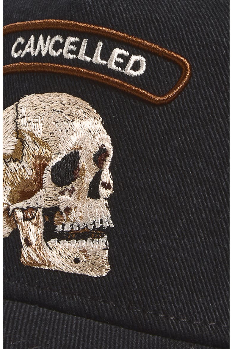 Cancelled Denim Rocker Baseball Cap, Alternate, color, BLACK DENIM