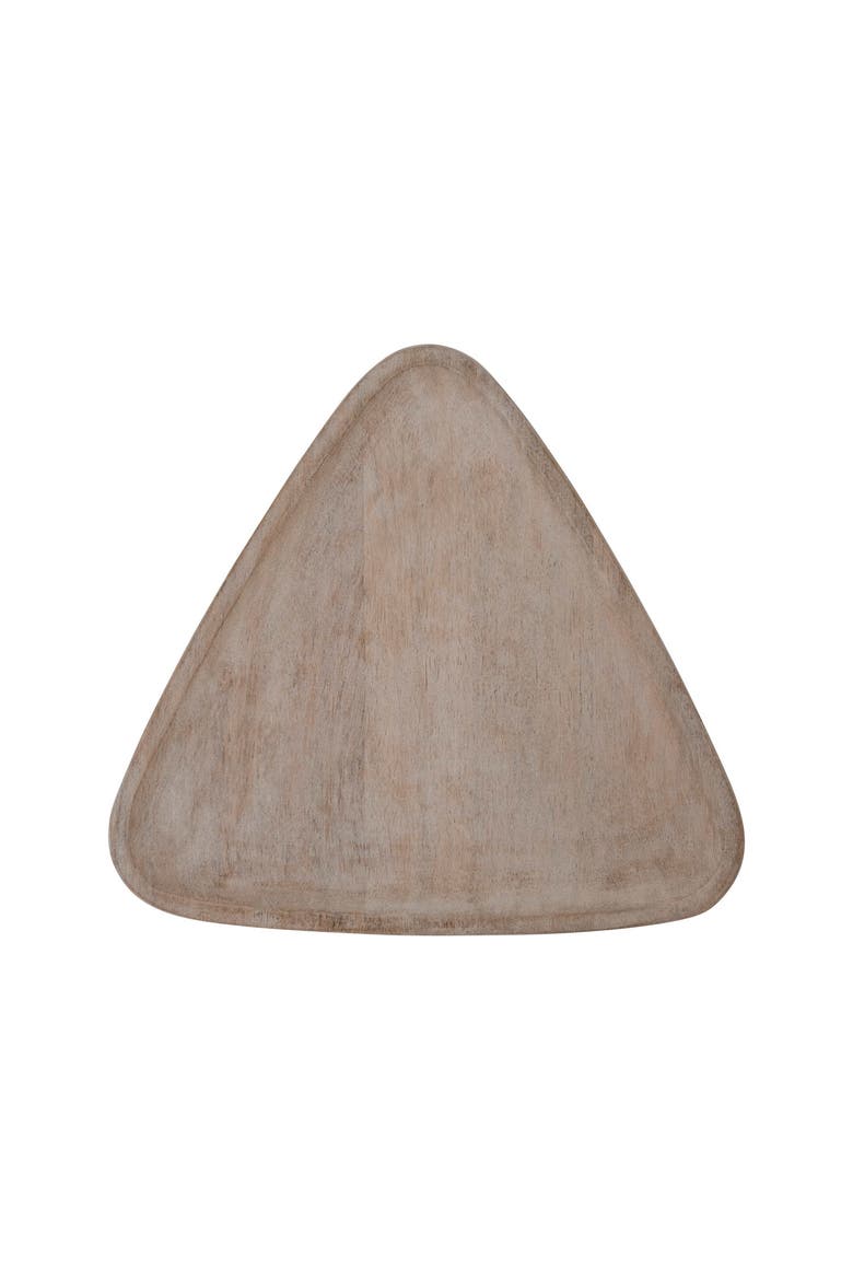 Mango Wood Tray, Triangular Shaped, Alternate, color, Off White