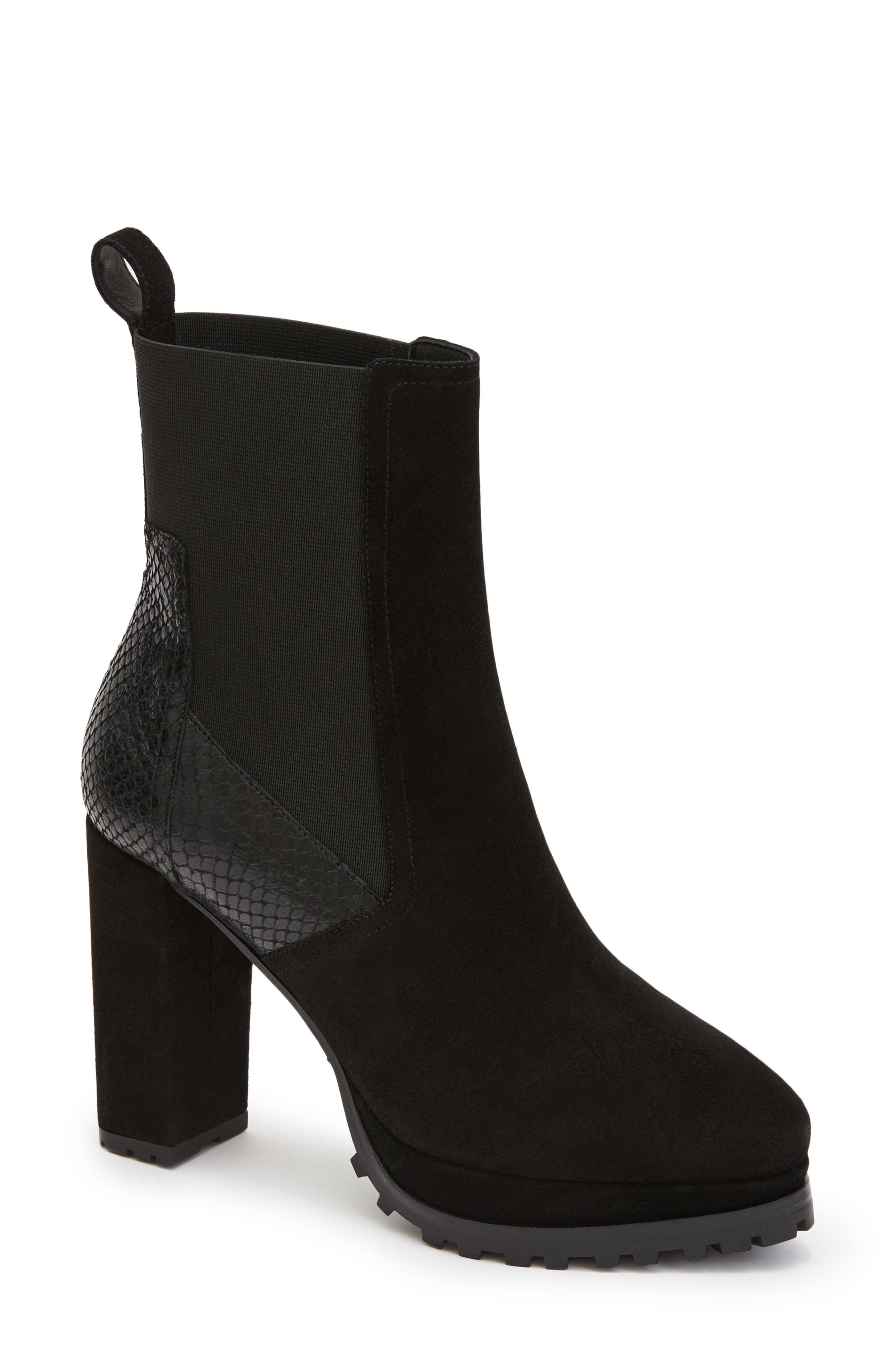 AllSaints Sahara Snakeskin Embossed Suede Bootie, Main, color, 