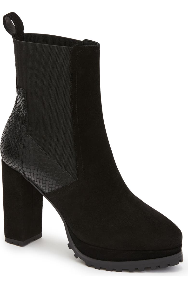 AllSaints Sahara Snakeskin Embossed Suede Bootie, Main, color,