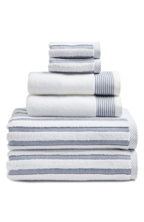 Mixed Stripe 6-Piece Cotton Towel Set