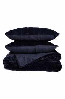 KARL LAGERFELD Faux Fur Channel Quilted Reversible Duvet Cover Set