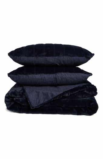 KARL LAGERFELD Faux Fur Channel Quilted Reversible Duvet Cover Set