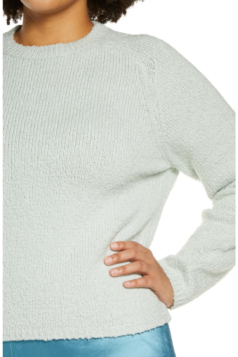Crewneck Organic Cotton Blend Pebbled Sweater, Alternate, color, MINT