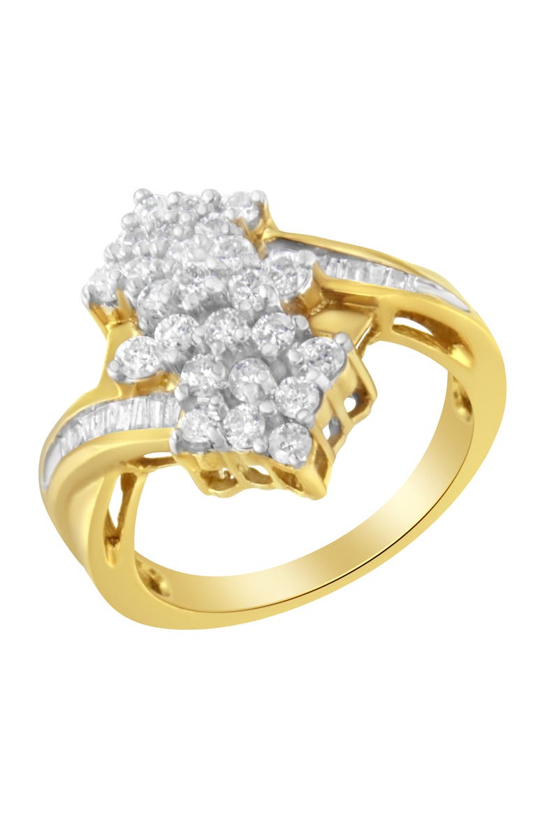 10K Yellow Gold 1 1/10 Cttw Diamond Cluster Ring, Alternate, color, Yellow Gold