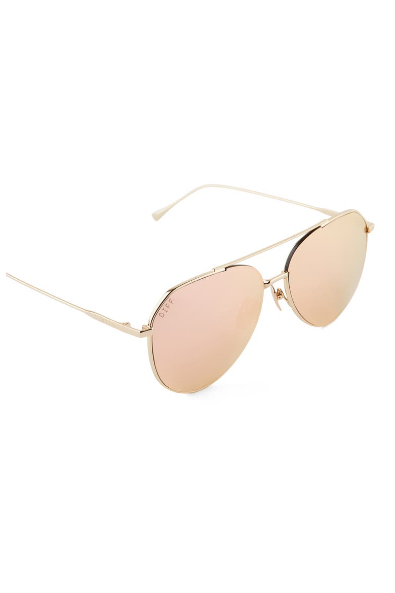 Dash 61mm Mirrored Aviator Sunglasses, Alternate, color, PEACH MIRROR