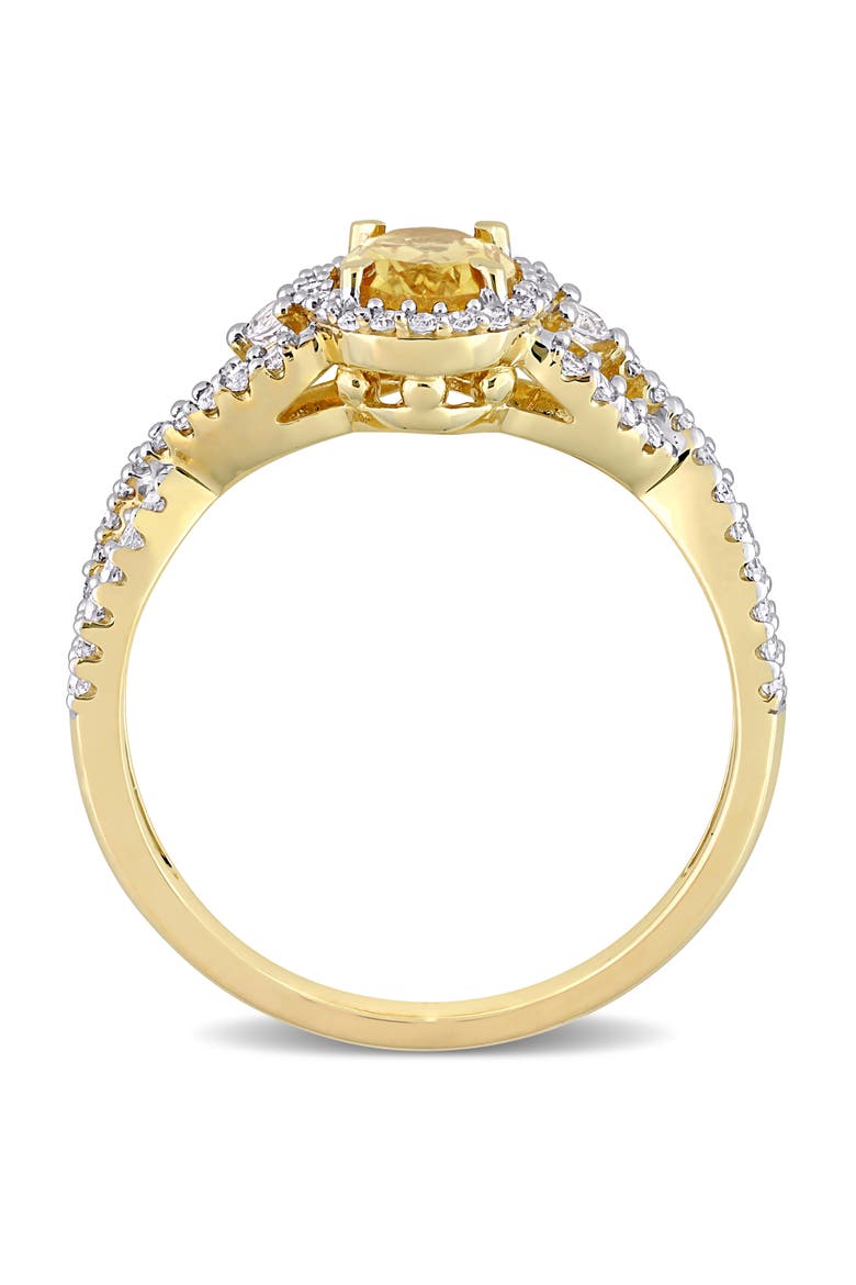 Citrine White Sapphire & Diamond Halo Ring 10k, Alternate, color, Citrine