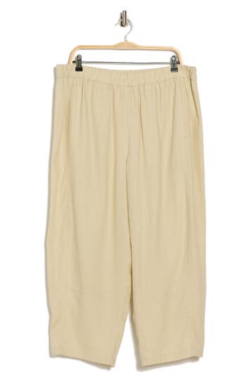 Max Studio Barrel Leg Linen Blend Pants