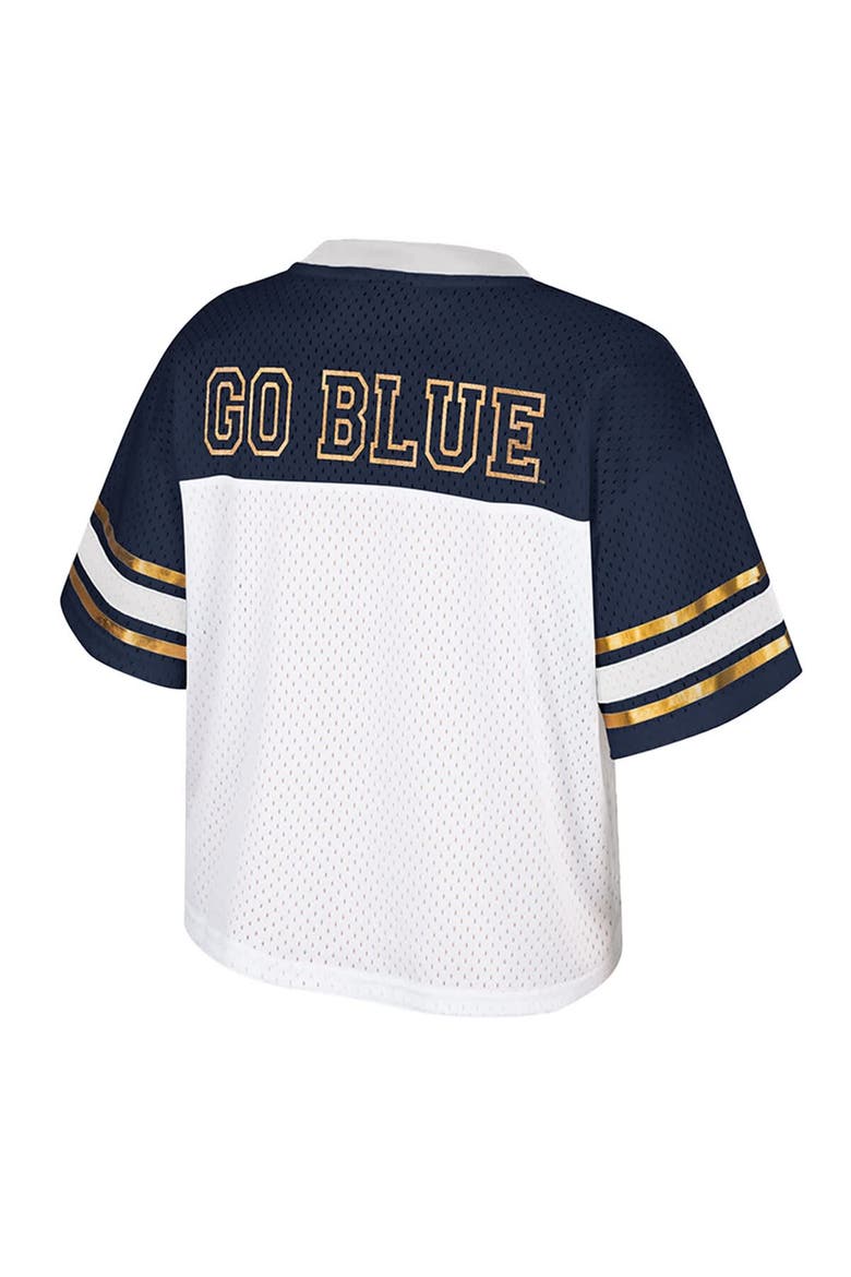 Women's Colosseum  White Michigan Wolverines Treasure Cropped Football Jersey, Alternate, color, White