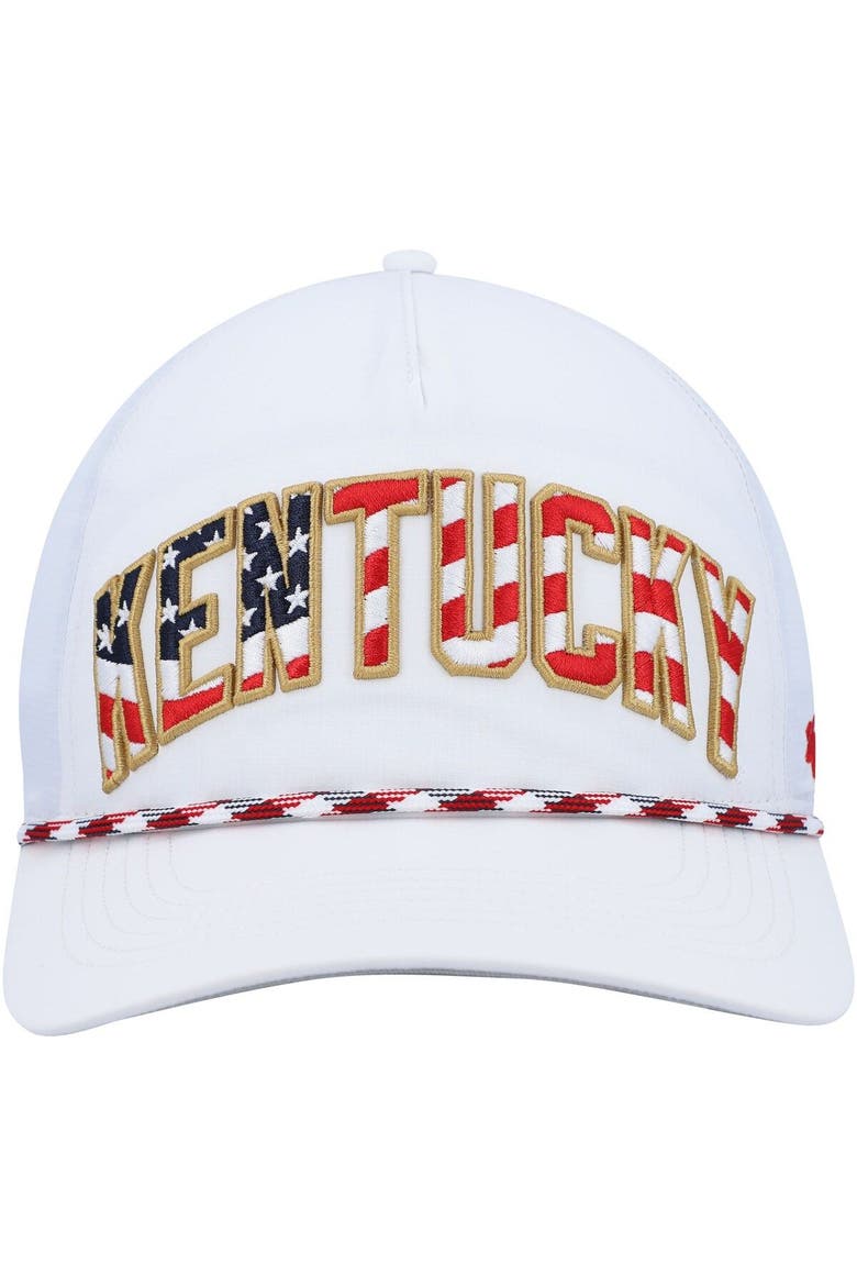 Men's '47 White Kentucky Wildcats Stars and Stripes Flag Flutter Hitch Snapback Hat, Alternate, color, White