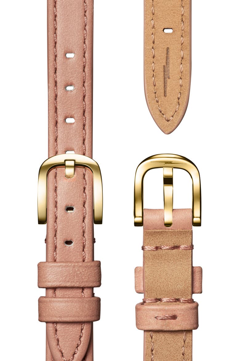 The Birdy Day & Night Leather Strap Watch, 38mm, Alternate, color, WHITE MOP