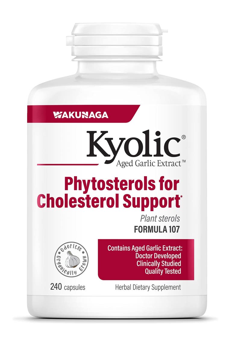 Aged Garlic Extract Formula 107, Phytosterols for Cholesterol Support, Capsules 240 Count, Main, color, None
