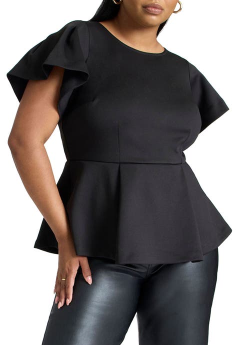 Flare Sleeve Peplum Top (Plus Available)