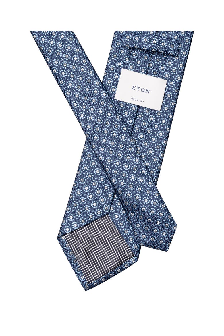 Medallion Silk Tie, Alternate, color, NAVY