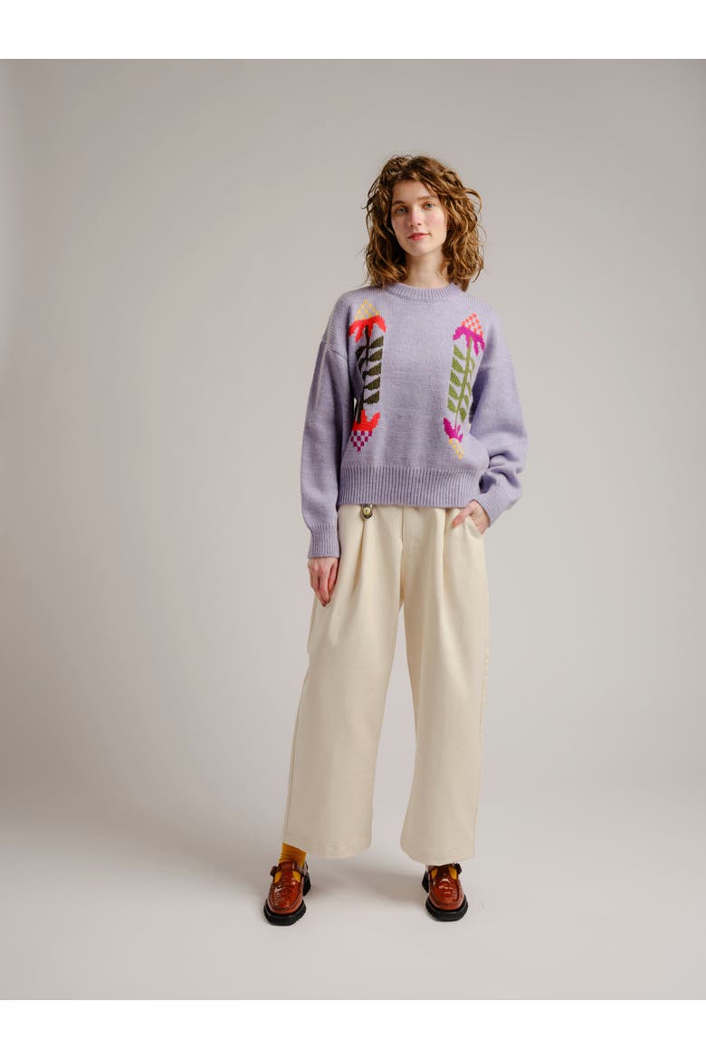 Cone Flower Relaxed Fit Sweater, Main, color, Lilac