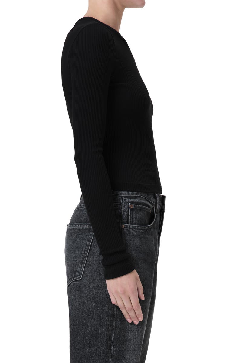 AGOLDE Alma Shrunken Long Sleeve Rib Top, Alternate, color, 