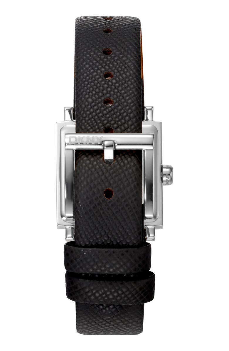 DKNY L 173 Leather Strap Watch, Alternate, color, Black