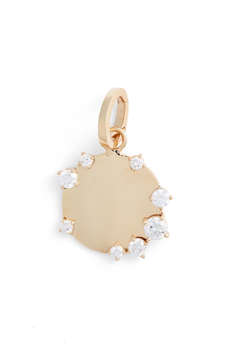 Lab Grown Diamond Dog Tag Charm, Main, color, 14K YELLOW GOLD