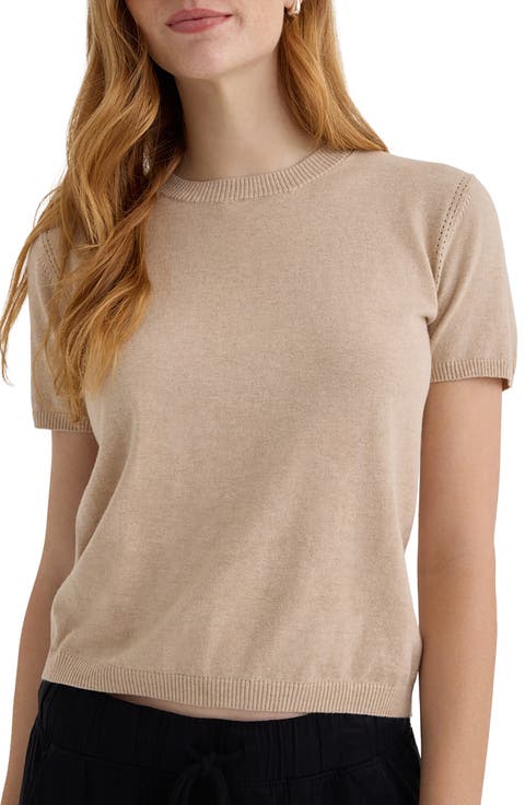 Short Sleeve Cotton & Cashmere Top