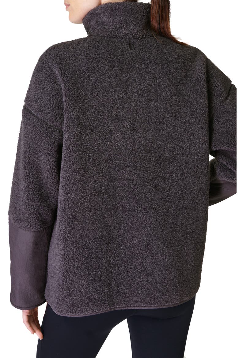 Oversize Fleece Half Zip Top, Alternate, color, URBAN GREY