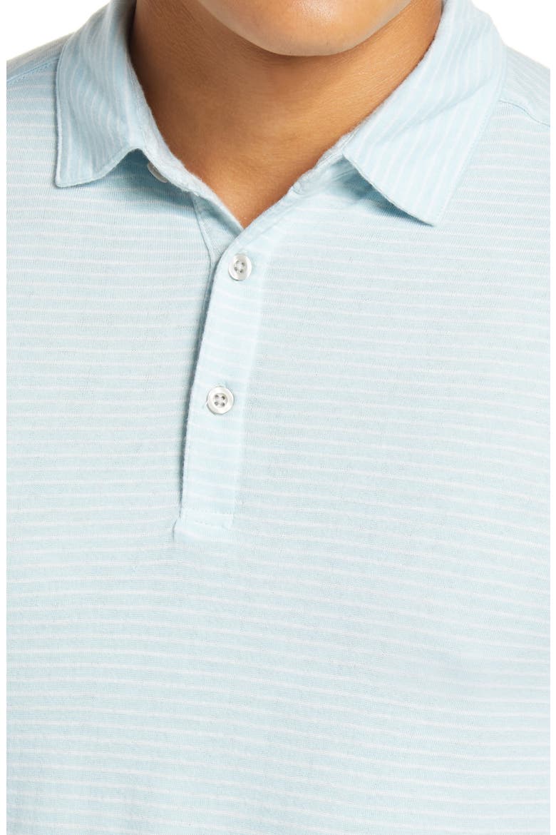Pinstripe Short Sleeve Polo, Alternate, color, BLUE ORYDALIS WHITE STRIPE