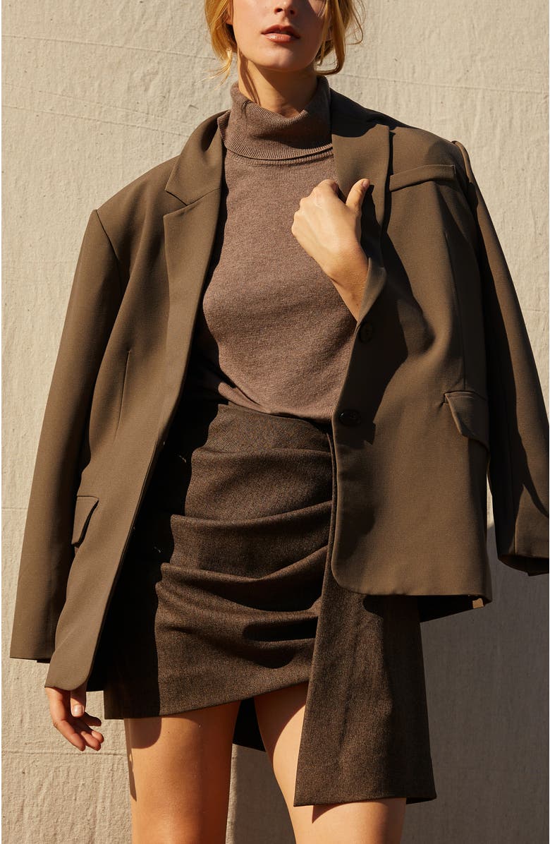 CRESCENT Oversized Single-Breasted Blazer, Alternate, color, Brown Grey