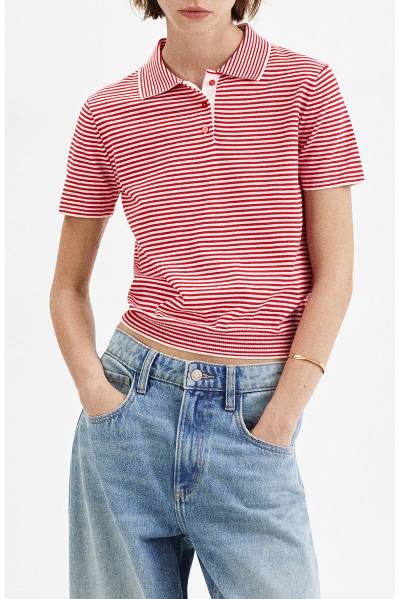 Stripe Polo Sweater, Main, color, RED