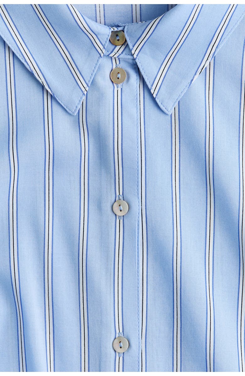 H&M Tie-belt Shirt Dress, Alternate, color, Light Blue/Striped