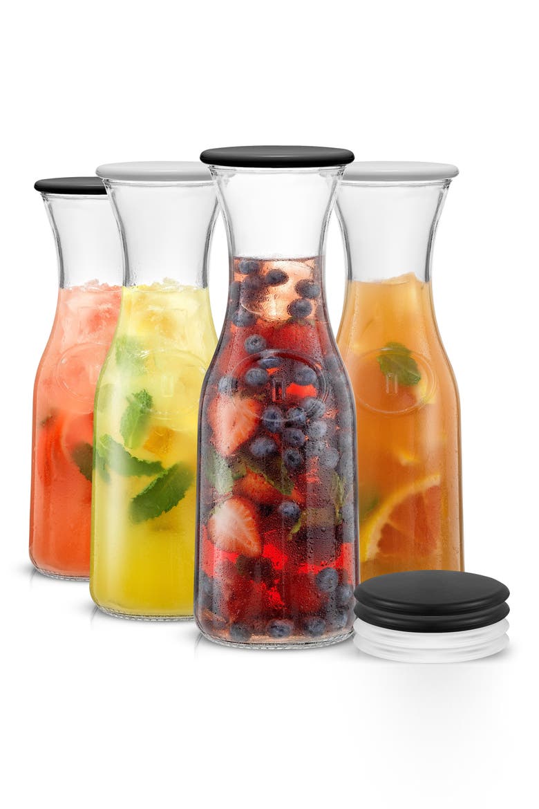Hali Set of 4 Glass Carafe, Alternate, color, CLEAR
