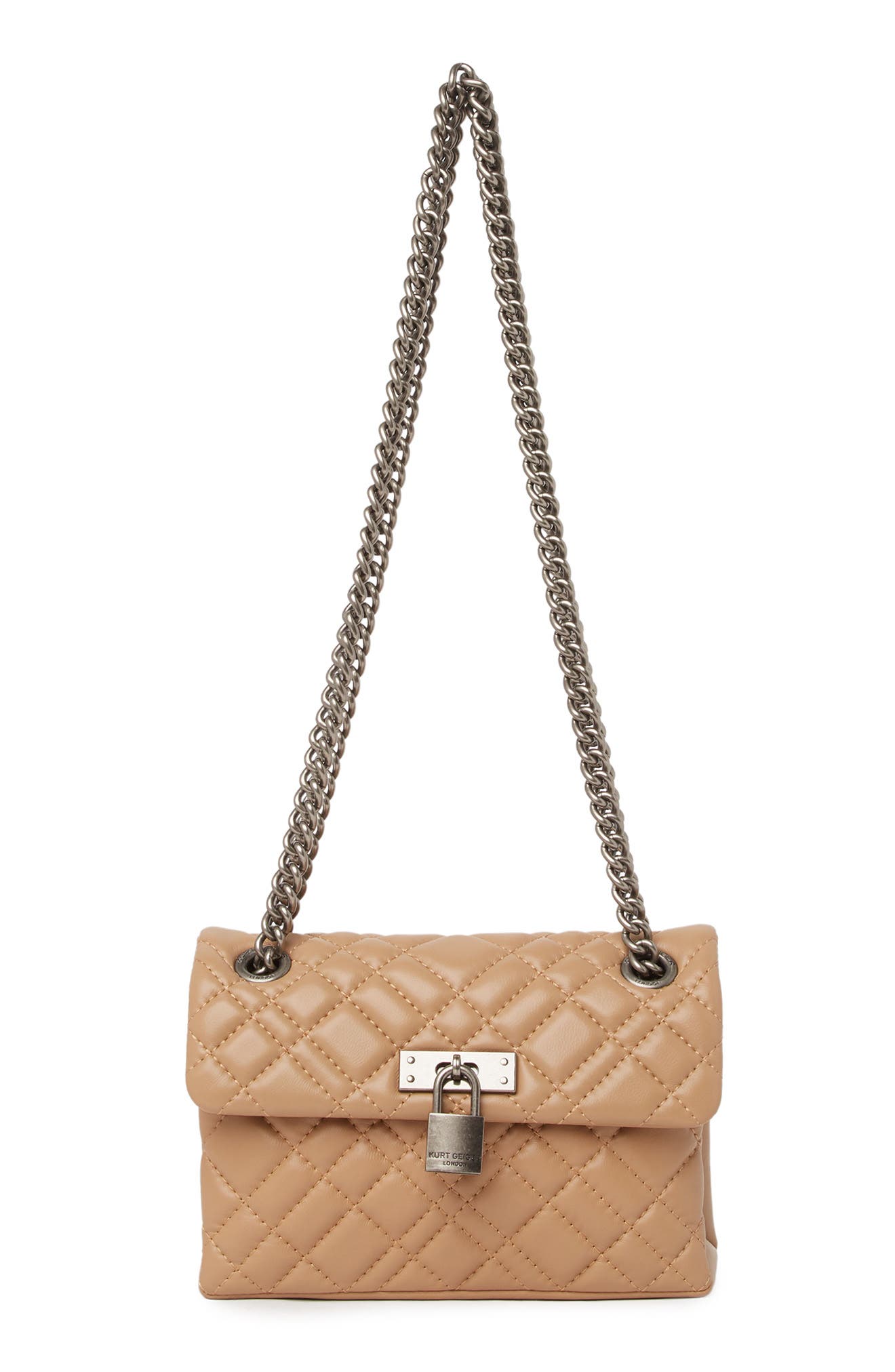 Kurt Geiger London Kurt Geiger Mini Brixton Diamond Quilted Leather Pad Lock Shoulder Bag, Main, color, 