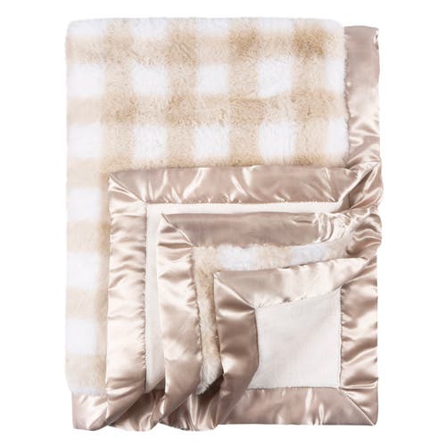 Just Born Plaid Plush Blanket With Satin Trim In Brown