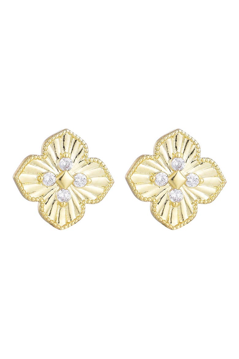 Clover Stud Earrings & Station Necklace Set, Alternate, color, GOLD
