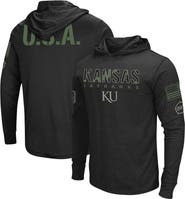 COLOSSEUM Men's Colosseum Black Kansas Jayhawks Big & Tall OHT Military Appreciation Tango Long Sleeve Hoodie T-Shirt