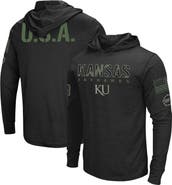 COLOSSEUM Men's Colosseum Black Kansas Jayhawks Big & Tall OHT Military Appreciation Tango Long Sleeve Hoodie T-Shirt