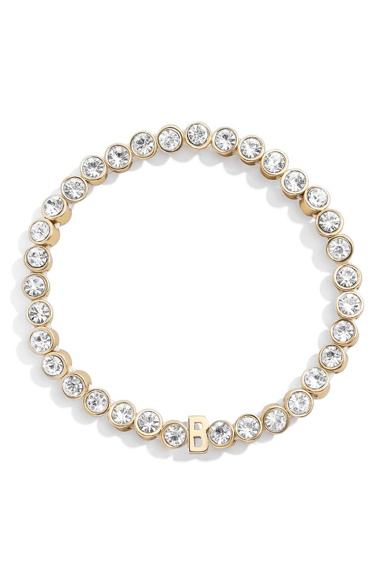 Initial Crystal Beaded Stretch Bracelet, Main, color, GOLD-B