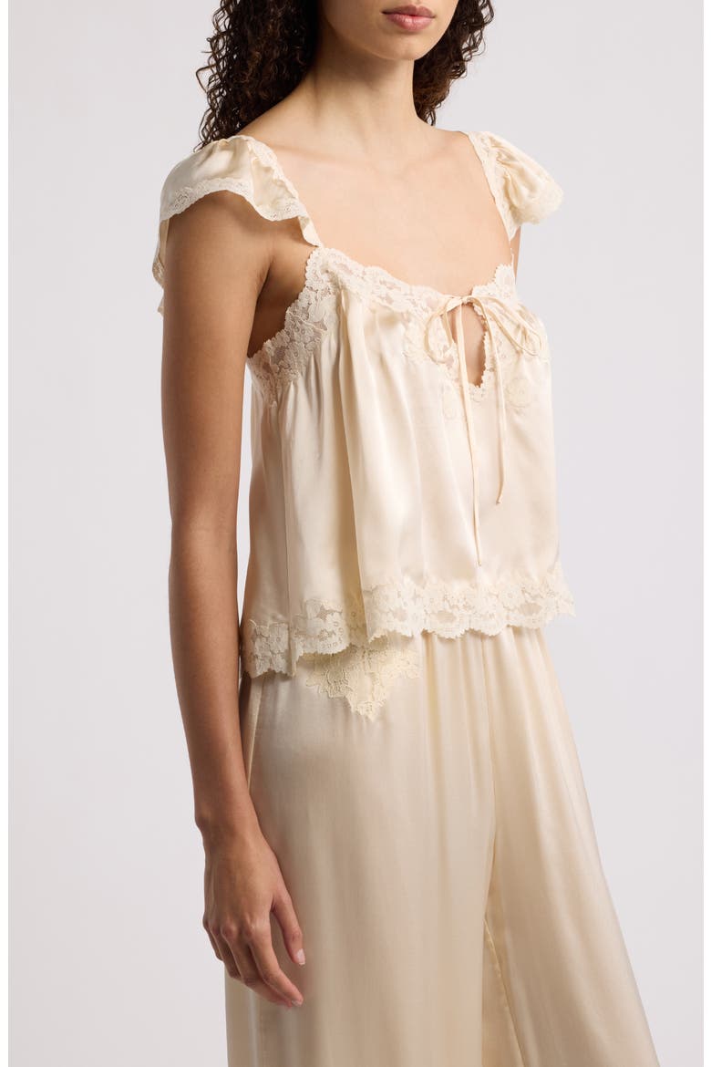 Rosalee Silk Top with Lace Trim, Alternate, color, CANDLELIGHT