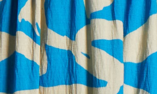 Melloday Printed Shirred Waist Tiered Maxi Sundress In Blue Ivory